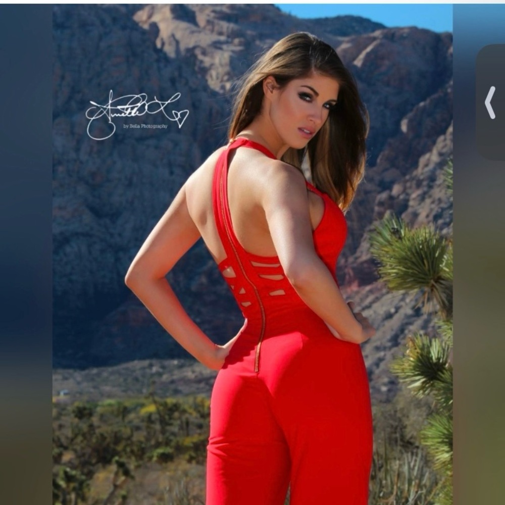 Red Women's Cutout Back Jumpsuit